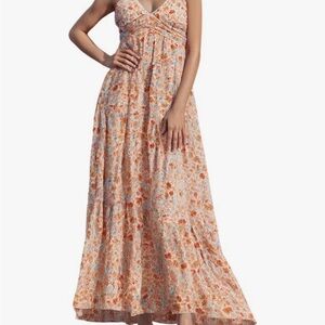 Floral Maxi Dress in Orange and White